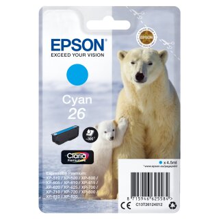 Original Epson 26 / C13T26124012 Tintenpatrone cyan