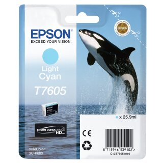 Original Epson T7605 / C13T76054010 Tintenpatrone cyan hell