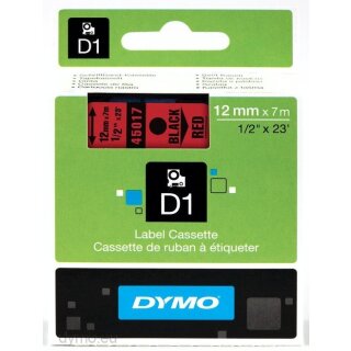 DYMO Beschriftungsband D1 schwarz auf rot 12 mm
