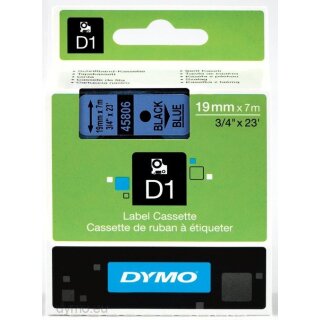 DYMO Beschriftungsband D1 schwarz auf blau 19 mm