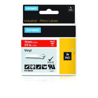 DYMO Beschriftungsband 1805422 weiß auf rot 19 mm