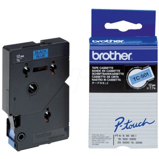 brother Beschriftungsband TC-501 schwarz auf blau 12 mm
