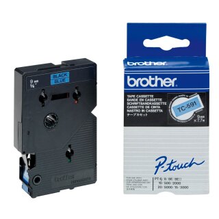 brother Beschriftungsband TC-591 schwarz auf blau 9 mm